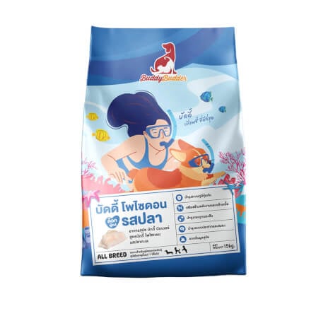 อาหารเม็ดสำหรับสุนัข BUDDY BUDDER สูตรบัดดี้ โพไซดอน รสปลา โซเดียมต่ำ ไม่เติมเกลือ (15 KG)_0